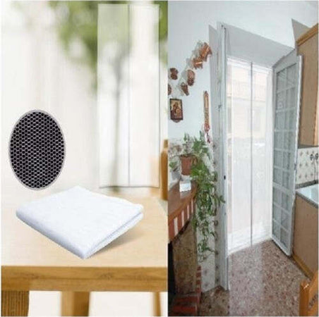 Tessuto-Zanzariera-Per-Porte-E-Finestre-Fissaggio-Con-Adesivo-60x210cm-Ricambio
