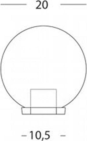 Testa-Palo-1-Luce-Globo-In-Termoplastco-Sfera-Ø-20-Cm-Nero---Trasparente