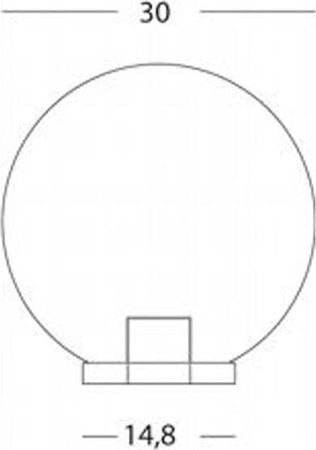 Testa-Palo-1-Luce-Globo-In-Termoplastco-Sfera-Ø-30-Cm-Nero---Trasparente