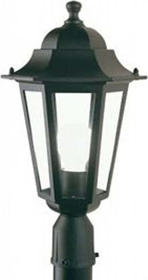 Testa-Palo-Da-Esterno-Contemporaneo-Esagonale-Alluminio-E-Vetro-Nero-1-Luce-E27