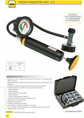 TESTER DI PRESSIONE PROVA RADIATORE ZECA 415 KIT TEST PROFESSIONALE PER OFFICINE  Trade Shop italia - Napoli, Commerciovirtuoso.it