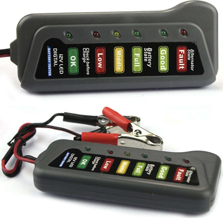TESTER DIGITALE PER VERIFICA CONTROLLO BATTERIA ALTERNATORE AUTO MOTO 12V 6 LED Auto e Moto/Attrezzi per veicoli/Attrezzi per batteria/Indicatori di stato della batteria Trade Shop italia - Napoli, Commerciovirtuoso.it