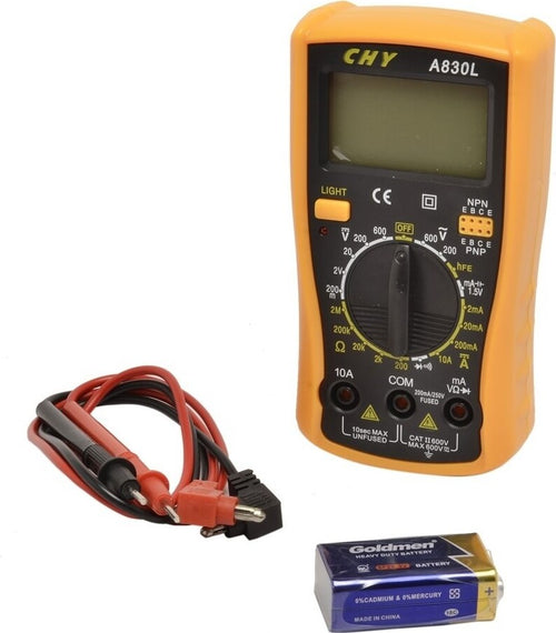 TESTER MULTIMETRO DIGITALE LCD CON PUNTALI PROFESSIONALE AMPERE A830L Fai da te/Materiale elettrico/Attrezzi e tester/Multimetri Trade Shop italia - Napoli, Commerciovirtuoso.it