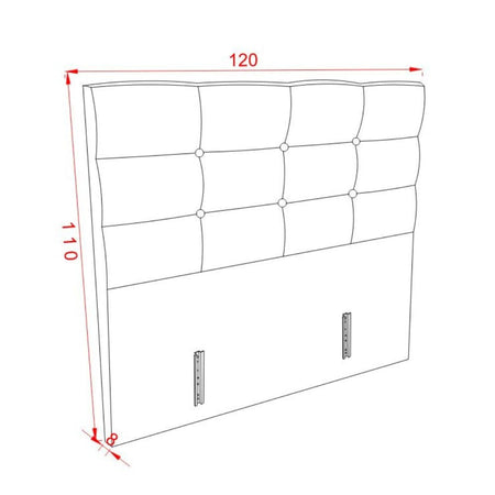 Testiera letto Nova 120x8x110H cm. in ecopelle tortora