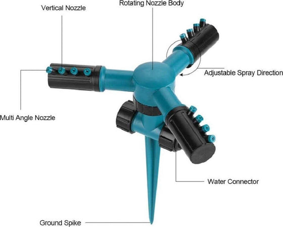 Testine Spruzzatore Irrigatore Rotante A 360? Irrigazione Automatica A 3 Braccia Giardino e giardinaggio/Attrezzi da giardino e attrezzature per l'irrigazione/Attrezzature per l'irrigazione/Attrezzature per l'irrigazione automatica/Spruzzatori Trade Shop italia - Napoli, Commerciovirtuoso.it