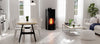 Termo Stufa a pellet 20 kw Hydro Sfera Glass per ambienti moderni h 122 cm