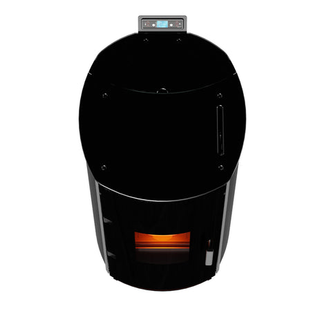 Termo Stufa a pellet 17 kw Hydro "Sfera Glass" per ambienti moderni h 113 cm