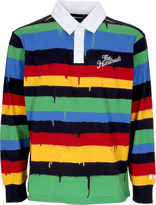 THE-HUNDREDS-Polo-Manica-Lunga-Uomo-Spray-Drip-L/s-Rugby-Black-da-uomo