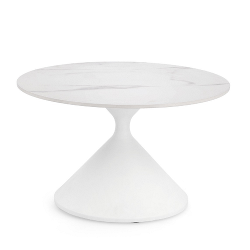 Tavolino joona bianco, base in acciaio, da assemblare Ø 70 x 40 cm