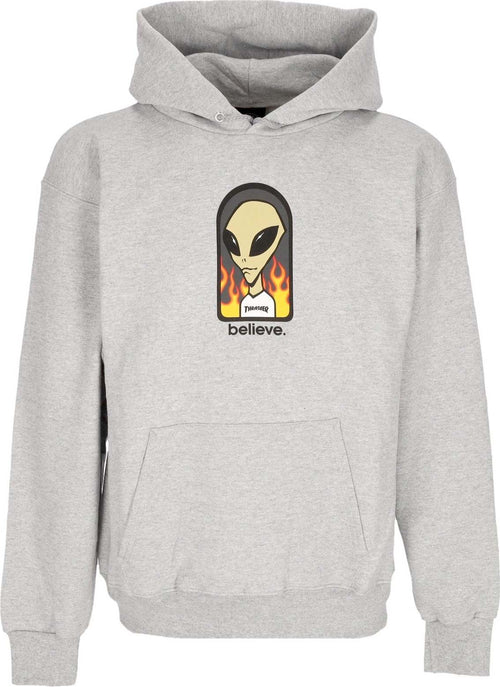 THRASHER-Felpa-Cappuccio-Uomo-Believe-Hoodie-X-Aws-Grey-da-uomo