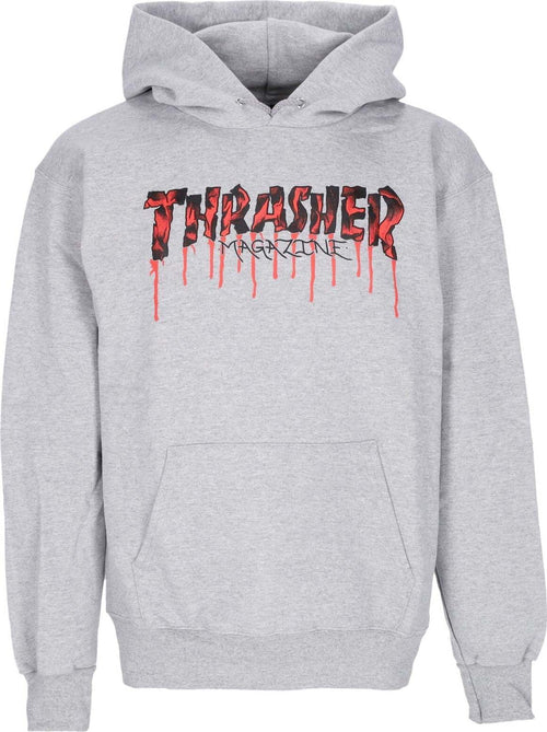 THRASHER-Felpa-Cappuccio-Uomo-Blood-Drip-Hoodie-Light-Steel/red-da-uomo