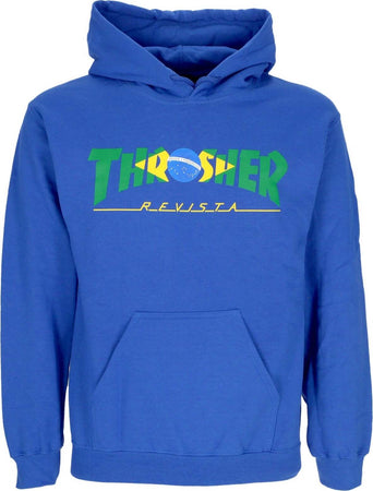 THRASHER-Felpa-Cappuccio-Uomo-Brazil-Revista-Hoodie-Royal-da-uomo