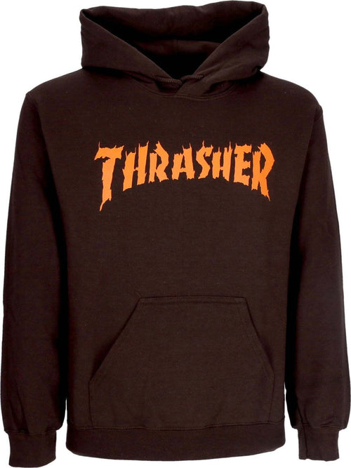 THRASHER-Felpa-Cappuccio-Uomo-Burn-It-Down-Hoodie-Dark-Chocolate-da-uomo