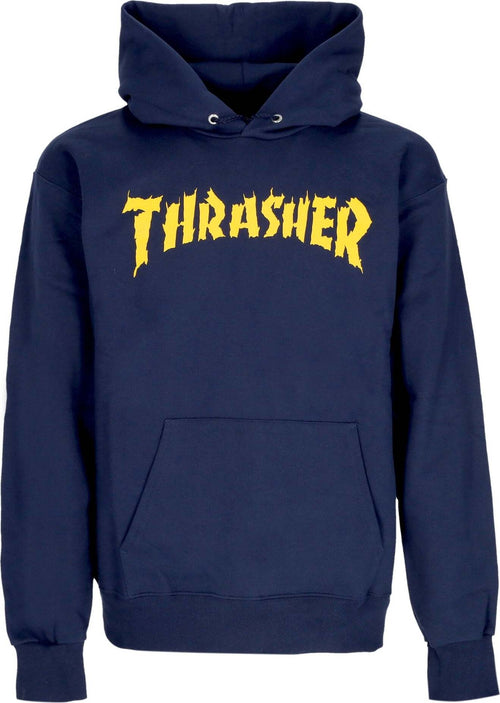 THRASHER-Felpa-Cappuccio-Uomo-Burn-It-Down-Hoodie-Navy-da-uomo
