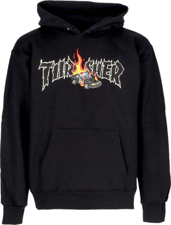 THRASHER-Felpa-Cappuccio-Uomo-Cop-Car-Hoodie-Black-da-uomo