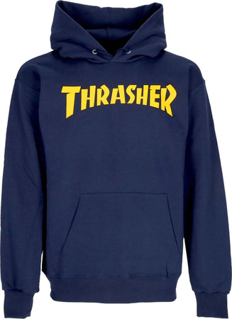 THRASHER-Felpa-Cappuccio-Uomo-Cover-Logo-Hoodie-Navy-da-uomo