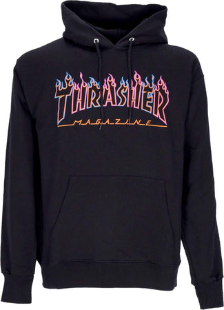 THRASHER-Felpa-Cappuccio-Uomo-Double-Flame-Neon-Hood-Black/neon-da-uomo