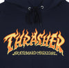 THRASHER-Felpa-Cappuccio-Uomo-Fire-Logo-Hood-Navy-da-uomo