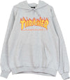 THRASHER-Felpa-Cappuccio-Uomo-Flame-Hood-Grey/yellow-da-uomo