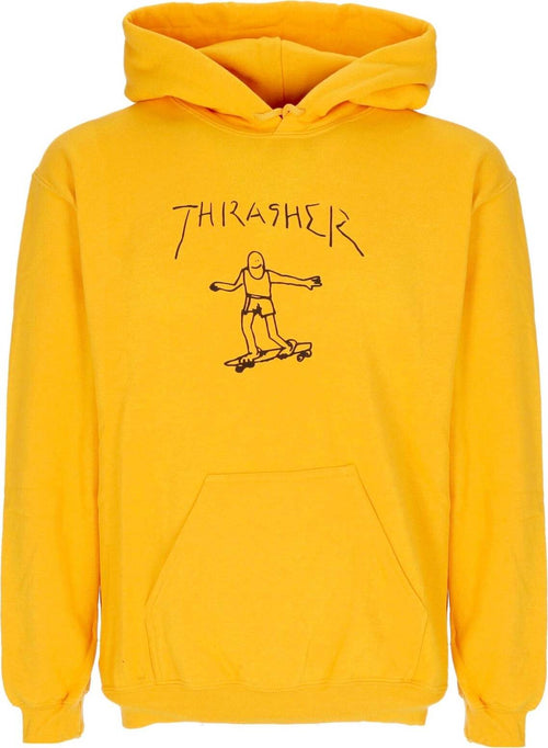 THRASHER-Felpa-Cappuccio-Uomo-Gonz-Hoodie-Gold-da-uomo