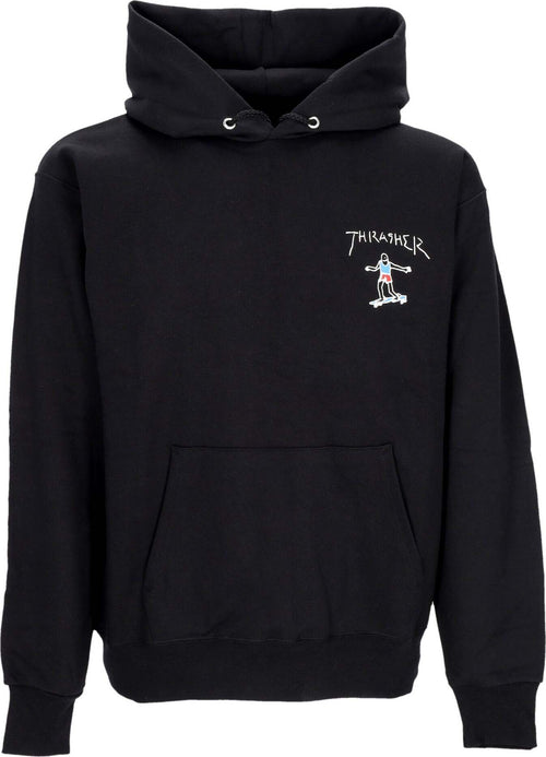 THRASHER-Felpa-Cappuccio-Uomo-Gonz-Mini-Logo-Hoodie-Black-da-uomo
