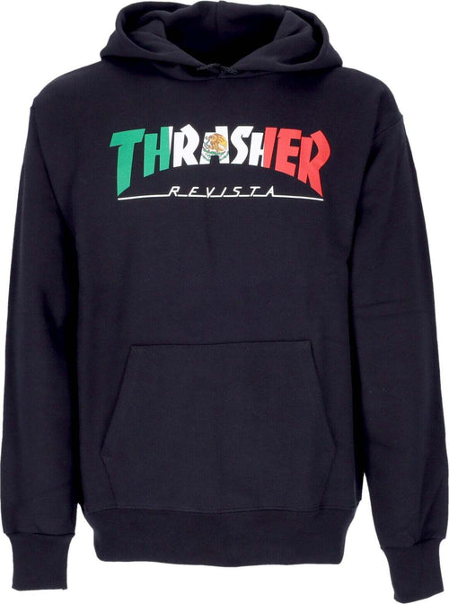 THRASHER-Felpa-Cappuccio-Uomo-Mexico-Hoodie-Black-da-uomo