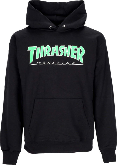 THRASHER-Felpa-Cappuccio-Uomo-Outlined-Hoodie-Black/green-da-uomo