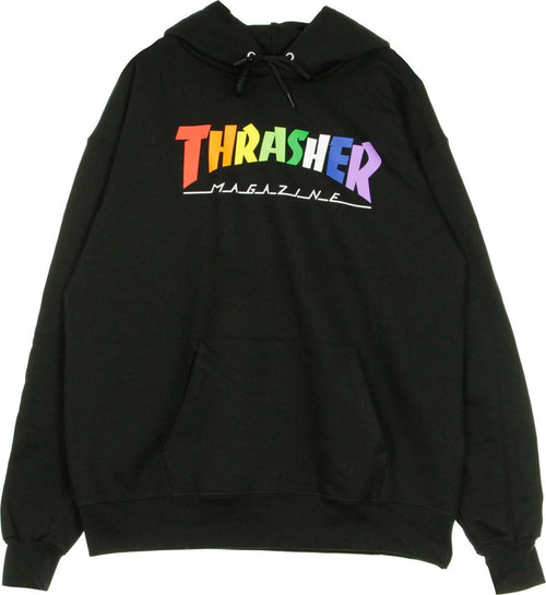 THRASHER-Felpa-Cappuccio-Uomo-Rainbow-Mag-Hoodie-Black-da-uomo