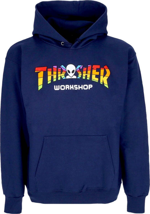 THRASHER-Felpa-Cappuccio-Uomo-Spectrum-Hoodie-X-Aws-Navy-da-uomo