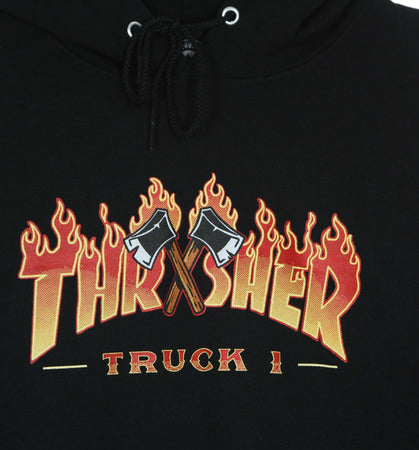 THRASHER-Felpa-Cappuccio-Uomo-Truck-1-Hood-Black-da-uomo