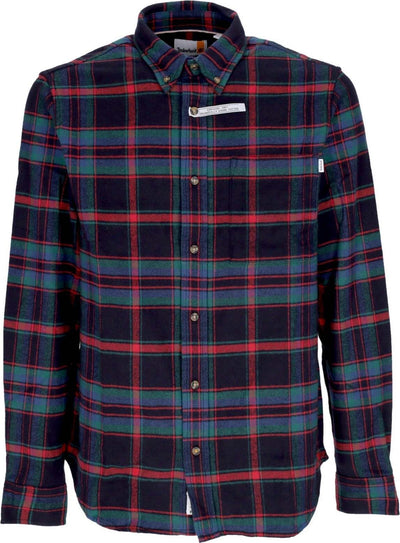 TIMBERLAND-Camicia-Manica-Lunga-Uomo-Flannel-Plaid-Shirt-Scarlet-Sage-da-uomo