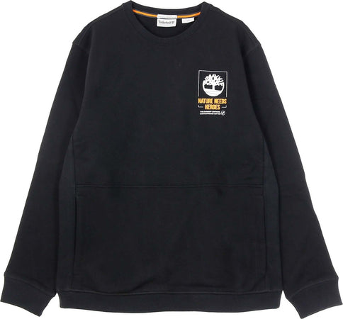 TIMBERLAND-Felpa-Leggera-Girocollo-Uomo-Nnh-Crewneck-Sweatshirt-Black-da-uomo