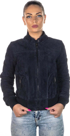 Timberly---Bomber-Donna-Blu-in-vera-pelle-camoscio