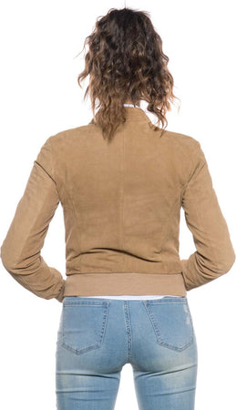Timberly---Bomber-Donna-Miele-in-vera-pelle-camoscio
