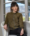 Timberly---Bomber-Donna-Verde-in-vera-pelle-camoscio