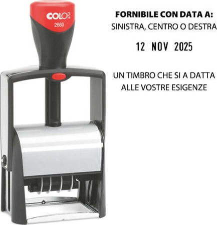 Timbro Datario Classic Line 2660 - autoinchiostrante - 37x58 mm - 7 righe - Colop Cancelleria e prodotti per ufficio/Archivio ufficio e accessori per scrivania/Etichette divisori per schedario e timbri/Timbri e materiali per timbri/Timbri Eurocartuccia - Pavullo, Commerciovirtuoso.it