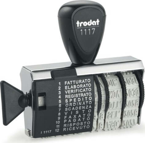 Timbro Datario + Polinomio 1117 - manuale - 4 mm - Trodat Cancelleria e prodotti per ufficio/Archivio ufficio e accessori per scrivania/Etichette divisori per schedario e timbri/Timbri e materiali per timbri/Timbri Eurocartuccia - Pavullo, Commerciovirtuoso.it