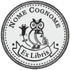 Timbro Ex Libris Civetta con Fiore - d. 40 mm - timbriexlibris