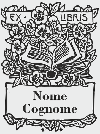 Timbro Ex Libris Fiori su Libro - 30x40 mm - timbriexlibris