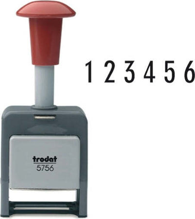 Timbro Numeratore 5756-P - automatico - 6 colonne 5 5 mm - autoinchiostrante - Trodat Cancelleria e prodotti per ufficio/Archivio ufficio e accessori per scrivania/Etichette divisori per schedario e timbri/Timbri e materiali per timbri/Timbri Eurocartuccia - Pavullo, Commerciovirtuoso.it