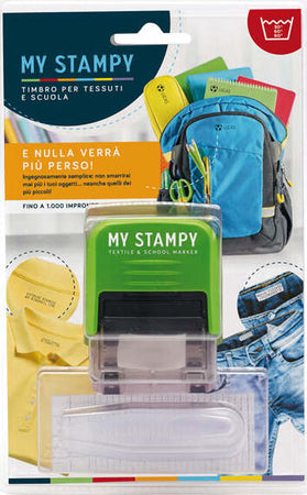 Timbro per tessuti My Stampy - autocomponibile - autoinchiostrante - 14 x 38 mm - Colop Cancelleria e prodotti per ufficio/Archivio ufficio e accessori per scrivania/Etichette divisori per schedario e timbri/Timbri e materiali per timbri/Timbri Eurocartuccia - Pavullo, Commerciovirtuoso.it