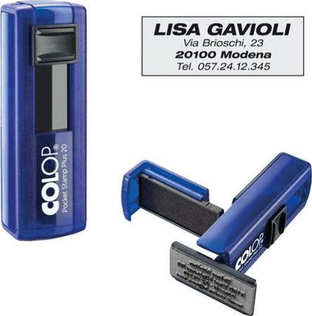 Timbro Pocket Stamp Plus 20 - 14x38 mm - 4 righe - autoinchiostrante - Colop Cancelleria e prodotti per ufficio/Archivio ufficio e accessori per scrivania/Etichette divisori per schedario e timbri/Timbri e materiali per timbri/Timbri Eurocartuccia - Pavullo, Commerciovirtuoso.it
