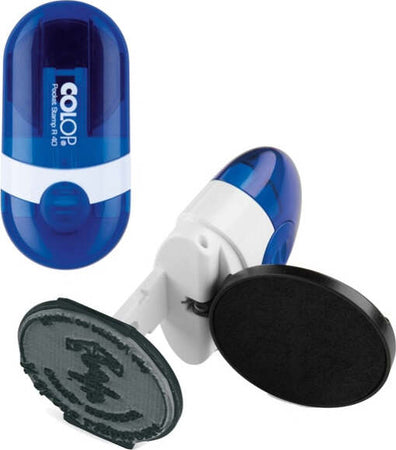 Timbro Pocket Stamp R40 - diametro 40 mm - 5 righe - autoinchiostrante - blu - Colop Cancelleria e prodotti per ufficio/Archivio ufficio e accessori per scrivania/Etichette divisori per schedario e timbri/Timbri e materiali per timbri/Timbri Eurocartuccia - Pavullo, Commerciovirtuoso.it