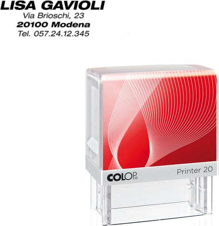Timbro Printer 20 - autoinchiostrante - 14x38 mm - 4 righe - Colop Cancelleria e prodotti per ufficio/Archivio ufficio e accessori per scrivania/Etichette divisori per schedario e timbri/Timbri e materiali per timbri/Timbri Eurocartuccia - Pavullo, Commerciovirtuoso.it