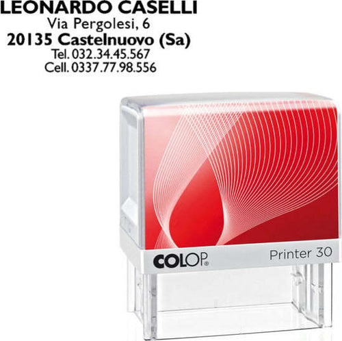 Timbro Printer 30 - autoinchiostrante - 18x47 mm - 5 righe - Colop Cancelleria e prodotti per ufficio/Archivio ufficio e accessori per scrivania/Etichette divisori per schedario e timbri/Timbri e materiali per timbri/Timbri Eurocartuccia - Pavullo, Commerciovirtuoso.it