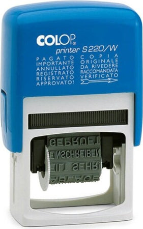 Timbro Printer S220-W Polinomio - 12 diciture - 4 mm - autoinchiostrante - Colop Cancelleria e prodotti per ufficio/Archivio ufficio e accessori per scrivania/Etichette divisori per schedario e timbri/Timbri e materiali per timbri/Timbri Eurocartuccia - Pavullo, Commerciovirtuoso.it