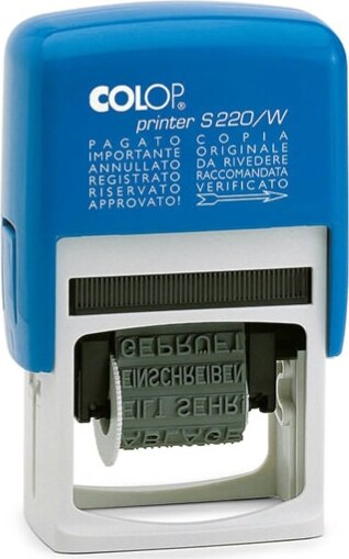 Timbro Printer S220-W Polinomio - 12 diciture - 4 mm - autoinchiostrante - Colop Cancelleria e prodotti per ufficio/Archivio ufficio e accessori per scrivania/Etichette divisori per schedario e timbri/Timbri e materiali per timbri/Timbri Eurocartuccia - Pavullo, Commerciovirtuoso.it