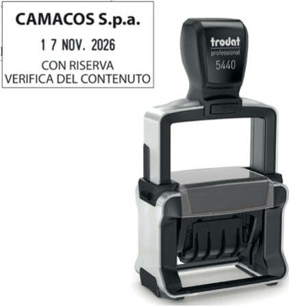 Timbro Professional 4.0 5460 Datario - 56x33 mm - 4 mm - personalizzabile - autoinchiostrante - Trodat Cancelleria e prodotti per ufficio/Archivio ufficio e accessori per scrivania/Etichette divisori per schedario e timbri/Timbri e materiali per timbri/Timbri Eurocartuccia - Pavullo, Commerciovirtuoso.it