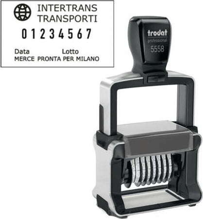 Timbro Professional 4.0 5558-PL Numeratore - 8 colonne 5 mm - autoinchiostrante - Trodat Cancelleria e prodotti per ufficio/Archivio ufficio e accessori per scrivania/Etichette divisori per schedario e timbri/Timbri e materiali per timbri/Timbri Eurocartuccia - Pavullo, Commerciovirtuoso.it