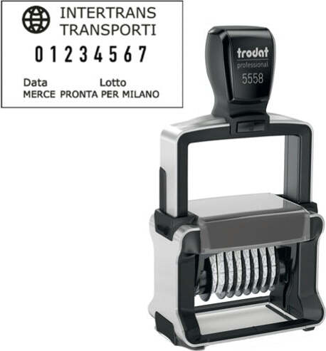 Timbro Professional 4.0 5558-PL Numeratore - 8 colonne 5 mm - autoinchiostrante - Trodat Cancelleria e prodotti per ufficio/Archivio ufficio e accessori per scrivania/Etichette divisori per schedario e timbri/Timbri e materiali per timbri/Timbri Eurocartuccia - Pavullo, Commerciovirtuoso.it